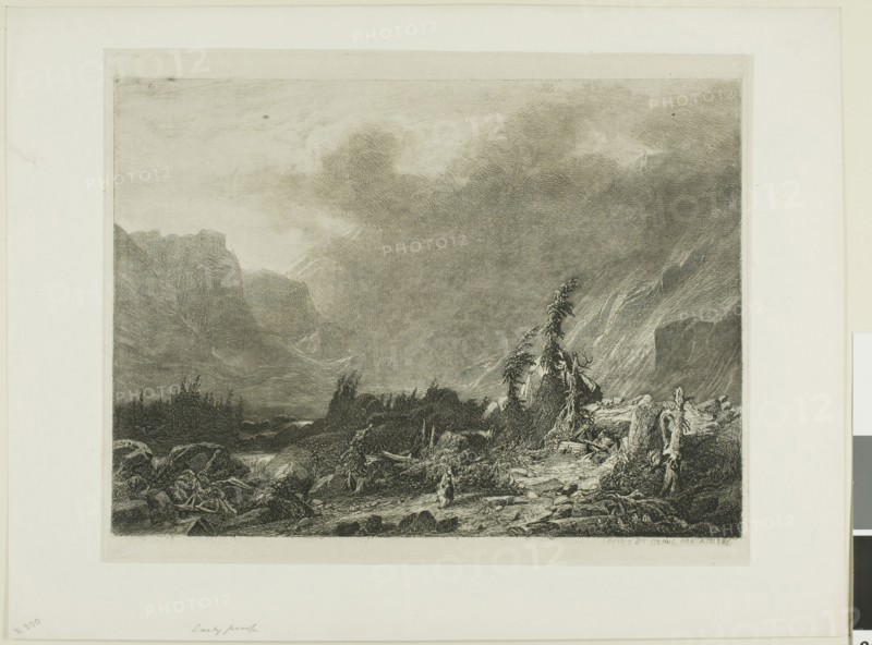 Alpine Landscape, n.d., Alexandre Calame, Swiss, 1810-1864, Switzerland, Etching on paper, 195 x 267 mm (image), 275 x 219 mm (plate), 269 x 355 mm (sheet)