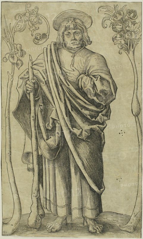 Saint Jude, from Christ, the Apostles and Saint Paul, 1510/15, Lucas Cranach the Elder, German, 1472-1553, Germany, Woodcut in black on buff laid paper, 305 x 182 mm (image/sheet trimmed within block)