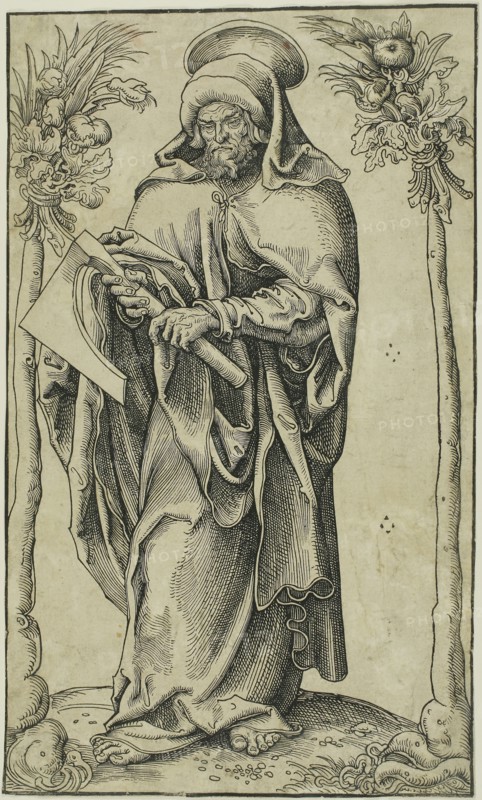 Saint Matthias, from Christ, the Apostles and Saint Paul, 1510/15, Lucas Cranach the Elder, German, 1472-1553, Germany, Woodcut in black on buff laid paper, 216 x 188 mm (image/block/sheet)