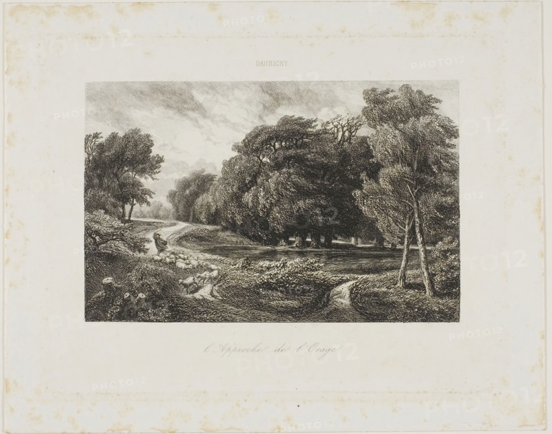 Approaching Storm, 1844, Charles François Daubigny, French, 1817-1878, France, Etching on ivory wove paper, 109 × 168 mm (image), 159 × 206 mm (plate), 194 × 243 mm (sheet)