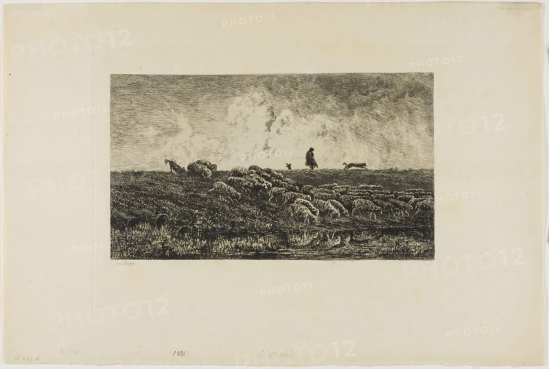 L’Ondée, n.d., Charles François Daubigny, French, 1817-1878, France, Etching on paper, 136 × 236 mm (image), 197 × 262 mm (plate), 264 × 394 mm (sheet)