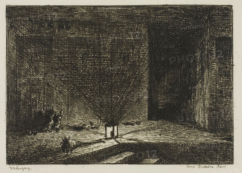 Interior of an Inn (The Corridor of an Inn), 1861, Charles François Daubigny, French, 1817-1878, France, Etching on ivory laid paper, 90 × 128 mm (image), 115 × 150 mm (plate), 205 × 265 mm (sheet)