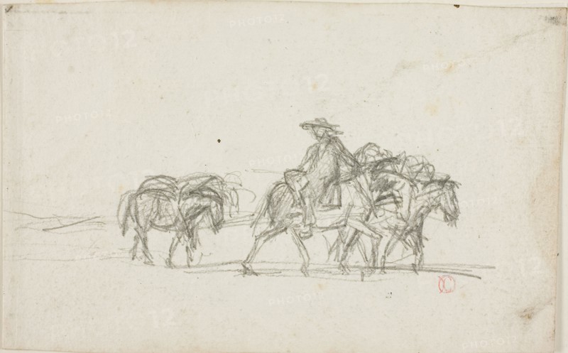 Study, c. 1850, Charles François Daubigny, French, 1817-1878, France, Graphite on ivory wove paper, 104 × 166 mm