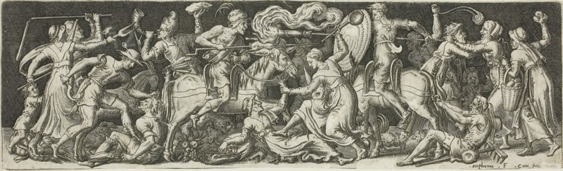 Combats and Triumphs, 1550/1572, Etienne Delaune, French, c. 1519-1583, France, Engraving on paper, 65 × 220 mm
