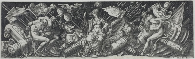 Combats and Triumphs, n.d., Etienne Delaune, French, c. 1519-1583, France, Engraving on paper, 65 × 220 mm