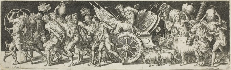 Combats and Triumphs, 1550/1572, Etienne Delaune, French, c. 1519-1583, France, Engraving on paper, 65 × 220 mm