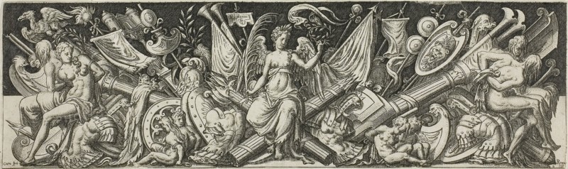 Combats and Triumphs, 1550/1572, Etienne Delaune, French, c. 1519-1583, France, Engraving on paper, 65 × 220 mm