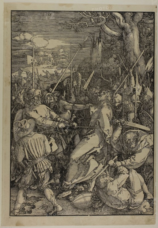 The Betrayal of Christ, from The Large Passion, 1510, published 1511, Albrecht Dürer, German, 1471-1528, Germany, Woodcut in black on cream laid paper, 398 x 282 mm (image), 432 x 302 mm (sheet)