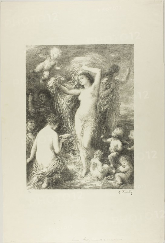 Venus Anadyomena, 1898, Henri Fantin-Latour, French, 1836-1904, France, Lithograph in black on ivory wove paper, 379 × 283 mm (image), 634 × 424 mm (sheet)