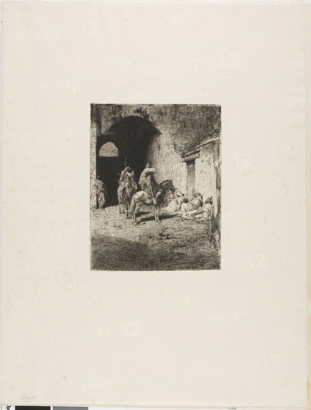 Guard of the Casbah in Tetuan, n.d., Mariano José María Bernardo Fortuny y Carbó, Spanish, 1838-1874, Spain, Etching on paper, 449 x 340 mm