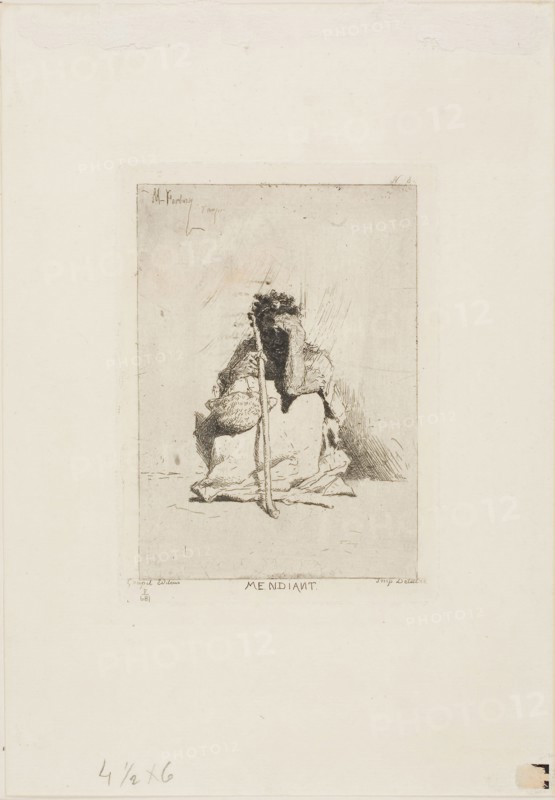 A Beggar, n.d., Mariano José María Bernardo Fortuny y Carbó, Spanish, 1838-1874, Spain, Etching on paper, 252 x 176 mm