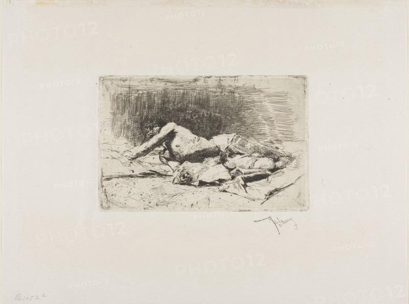 Man Rolling, n.d., Mariano José María Bernardo Fortuny y Carbó, Spanish, 1838-1874, Spain, Etching on paper, 110 x 168 mm (plate)