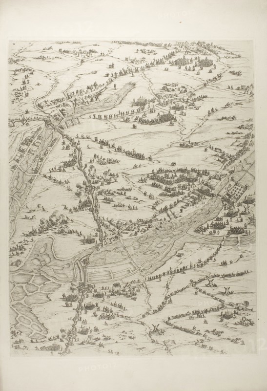 Plate Three from La Siège de la Rochelle, 1631, Jacques Callot (French, 1592-1635), printed by Chalcographie du Louvre, Paris, France, Etching on paper, 570 × 445 mm (image), 579 × 451 mm (plate), 718 × 513 mm (sheet)