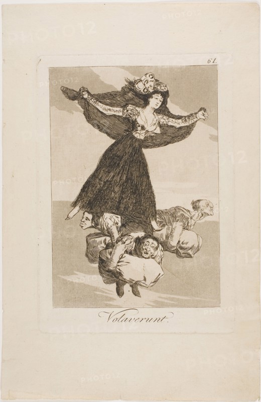 They Have Flown, plate 61 from Los Caprichos, 1797/99, Francisco José de Goya y Lucientes, Spanish, 1746-1828, Spain, Etching, aquatint, and drypoint on ivory laid paper, 184 x 129 mm (image), 214 x 150 mm (plate), 304 x 198 mm (sheet).