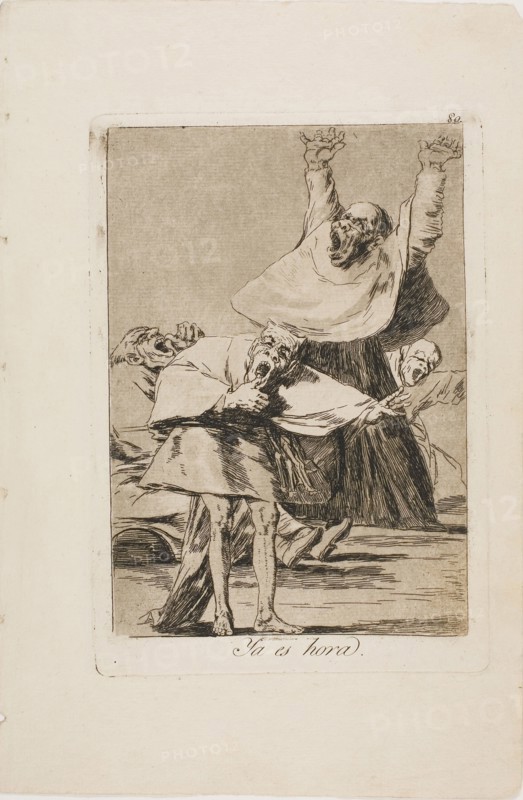 It is Time, plate 80 from Los Caprichos, 1797/99, Francisco José de Goya y Lucientes, Spanish, 1746-1828, Spain, Etching, burnished aquatint, drypoint and burin on ivory laid paper, 195 x 135 mm (image), 215 x 151 mm (plate), 304 x 201 mm (sheet)