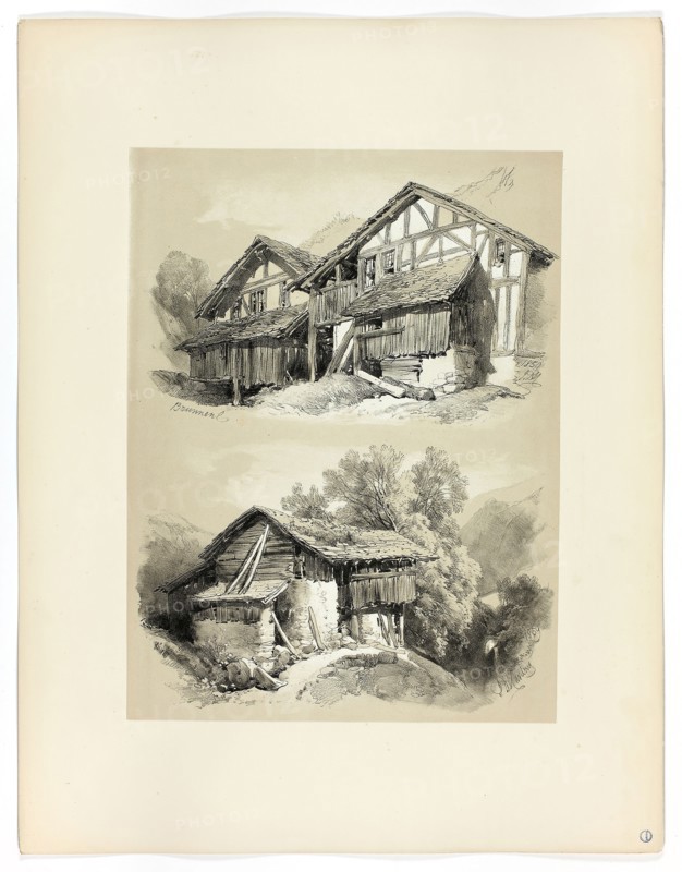 Brunnen, from Picturesque Selections, 1859, James Duffield Harding, (English, 1798-1863), Published by W. Kent and Co., England, Lithograph on paper, 384 × 287 mm (primary support), 560 × 430 mm (secondary support)