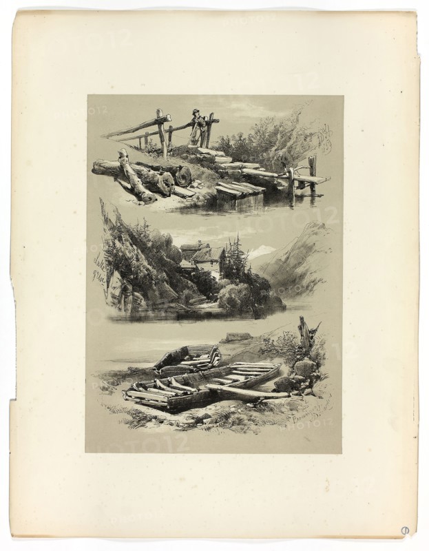 Lake of Uri and Brunnen, from Picturesque Selections, 1859, James Duffield Harding, (English, 1798-1863), Published by W. Kent and Co., England, Lithograph on paper, 381 × 274 mm (image, primary support), 560 × 430 mm (secondary support)