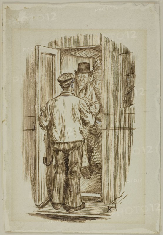 Cannie!, 1870/91, Charles Keene, English, 1823-1891, England, Pen and brown ink, with brush and brown wash and touches of white gouache, on ivory wove paper, laid down on ivory wove card, 248 × 170 mm