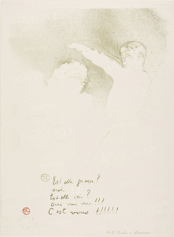 At the Variétés: Mademoiselle Lender and Brasseur, 1893, Henri de Toulouse-Lautrec, French, 1864-1901, France, Color lithograph on cream wove paper, 336 × 268 mm (image), 380 × 281.5 mm (sheet)