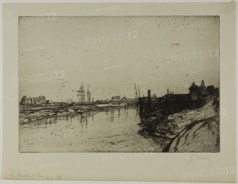 The Canal d’Eu (near Tréport), 1898, Gustave Leheutre, French, 1861-1932, France, Etching, drypoint and plate tone on ivory laid paper, 166 × 244 mm (image/plate), 217 × 282 mm (sheet)