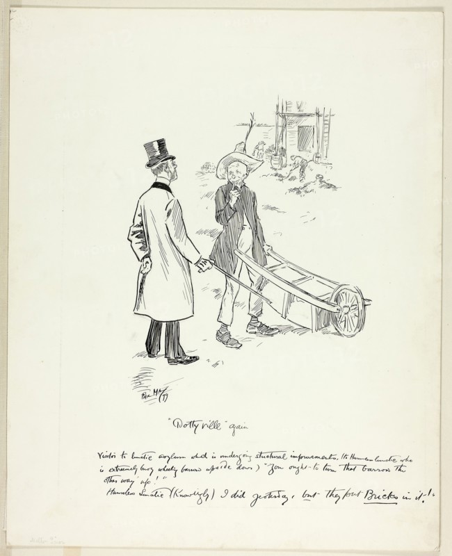 Dottyville Again, 1899, Philipp William May, English, 1864-1903, England, Pen and black ink over graphite on ivory wove card, 386 × 311 mm