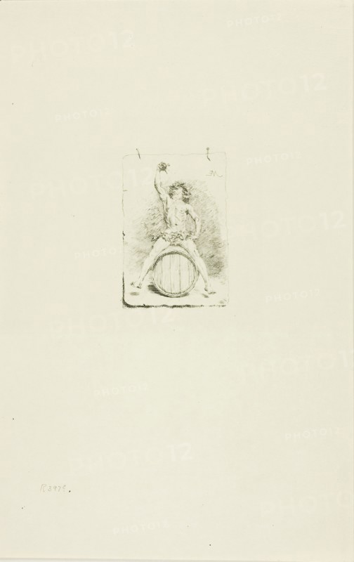 Bacchus, 1887, Jean Louis Ernest Meissonier, French, 1815-1891, France, Etching and drypoint on ivory wove paper, 72 × 47 mm (image), 250 × 158 mm (sheet)