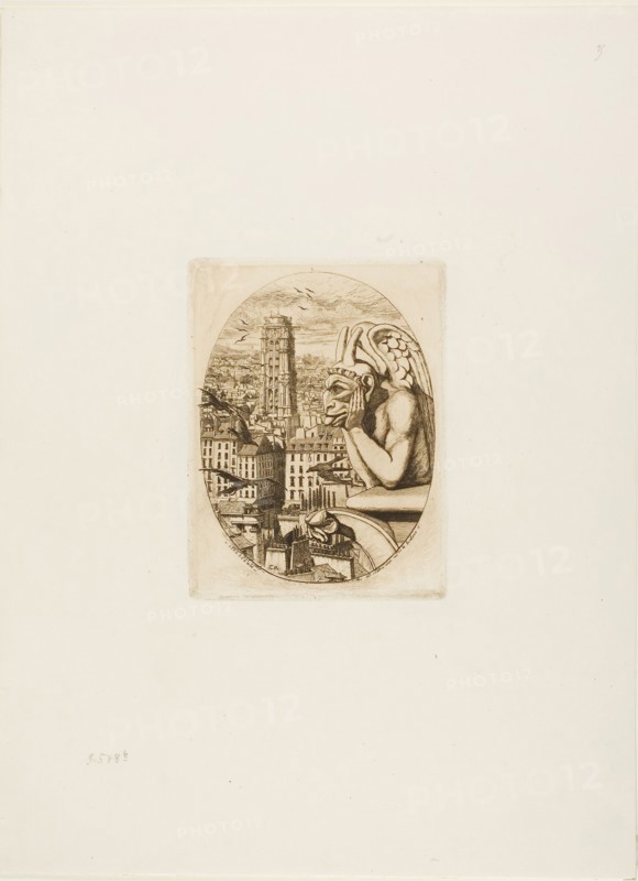 The Vampire, 1853, Charles Meryon (French, 1821-1868), printed by Auguste Delâtre (French, 1822-1907), France, Etching and drypoint in dark brown on ivory laid paper, 171 × 130 mm (image), 171 × 130 mm (plate), 435 × 320 mm (sheet)