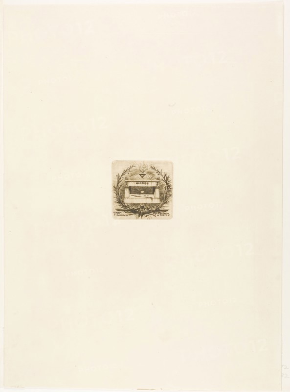 Molière’s Tomb, Père-Lachaise Cemetery, Paris, 1854, Charles Meryon, French, 1821-1868, France, Etching in warm black on ivory laid paper, 68 × 70 mm (image), 68 × 70 mm (plate), 438 × 318 mm (sheet)