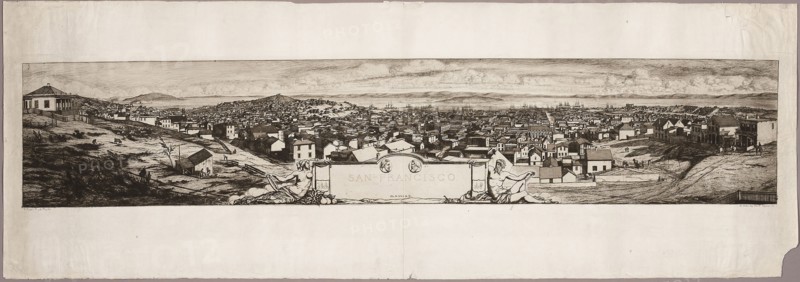 San Francisco, 1855–56, Charles Meryon (French, 1821-1868), printed by Auguste Delâtre (French, 1822-1907), France, Etching and drypoint in warm black on grayish ivory chine, 181 × 947 mm (image), 236 × 987 mm (plate), 348 × 996 mm (sheet)