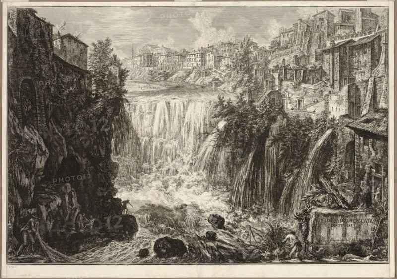View of the Grand Cascade at Tivoli, from Views of Rome, 1766, Giovanni Battista Piranesi, Italian, 1720-1778, Italy, Etching on ivory laid paper, 471 x 702 mm (image), 505 x 720 mm (sheet)