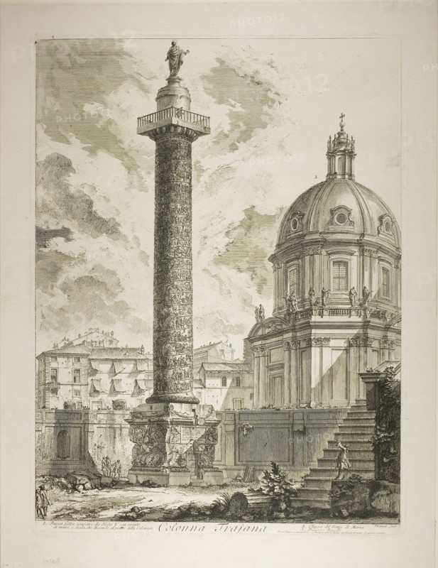Trajan’s Column, from Views of Rome, 1750/59, Giovanni Battista Piranesi, Italian, 1720-1778, Italy, Etching on heavy ivory laid paper, 533 x 403 mm (image), 547 x 413 mm (plate), 626 x 481 mm (sheet)