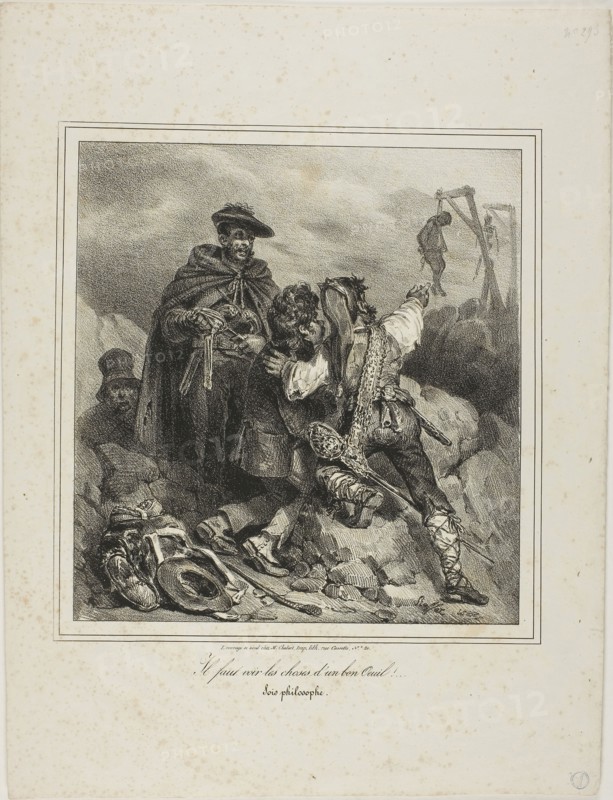 He must see things favorably!, 1828, Denis Auguste Marie Raffet, French, 1804-1860, France, Lithograph in black on ivory wove paper, 213 × 200 mm (image), 353 × 271 mm (sheet)