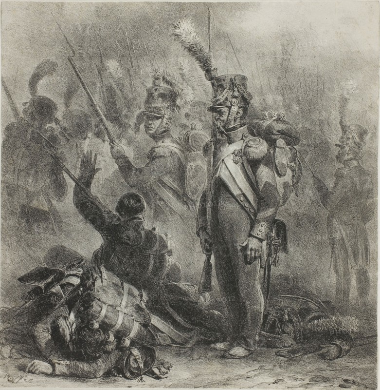 Close the Ranks, 1832, Denis Auguste Marie Raffet, French, 1804-1860, France, Lithograph in black on ivory wove paper, 234 × 230 mm (image), 234 × 230 mm (sheet)