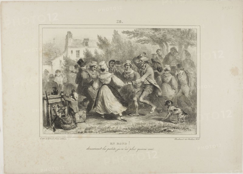 Circle Round! Gently Little One, I’m More than Fifteen Years Old, 1832, Denis Auguste Marie Raffet (French, 1804-1860), printed by Chez Gihaut Frères (French, 19th century), France, Lithograph in black on ivory wove paper, 175 × 255 mm (image), 286 × 400 mm (sheet)