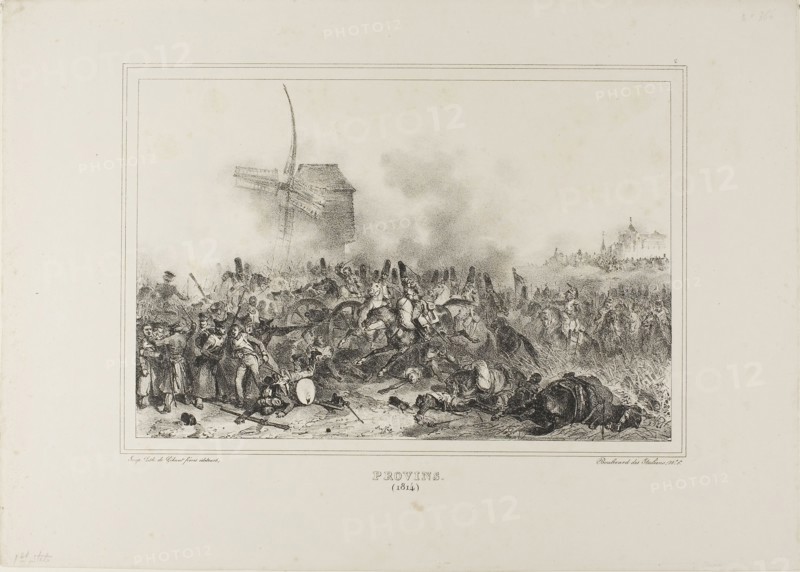 Provins 1814, 1833, Denis Auguste Marie Raffet (French, 1804-1860), printed by Chez Gihaut Frères (French, 19th century), France, Lithograph in black on ivory wove paper, 177 × 266 mm (image, without borders), 285 × 398 mm (sheet)