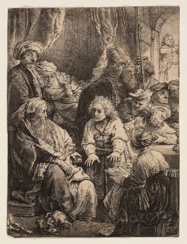 Joseph Telling His Dreams, 1638, Rembrandt van Rijn, Dutch, 1606-1669, Holland, Etching on white wove paper, 110 x 82 mm (image/sheet trimmed within plate mark)
