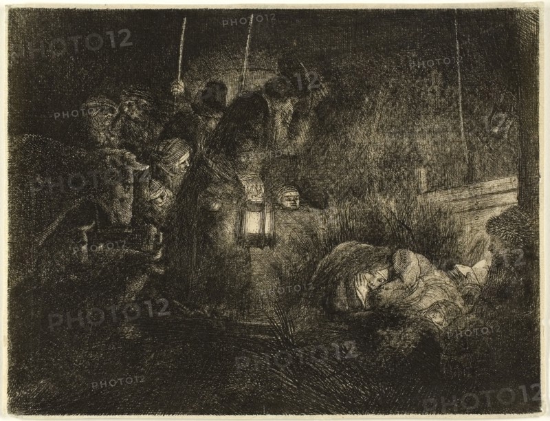 The Adoration of the Shepherds: A Night Piece, c. 1657, Rembrandt van Rijn, Dutch, 1606-1669, Holland, Etching on paper, 148 x 195 mm (image), 152 x 198 mm (sheet)