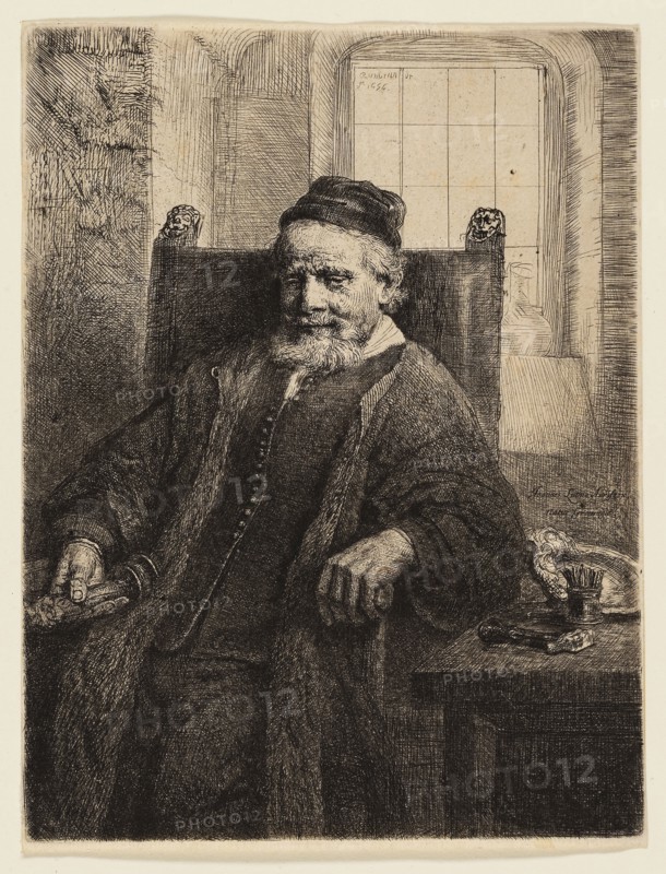 Jan Lutma, Goldsmith, Rembrandt van Rijn, Dutch, 1606-1669, Holland, Etching on paper, 196 x 150mm (image/plate);199 x 150 mm (sheet)