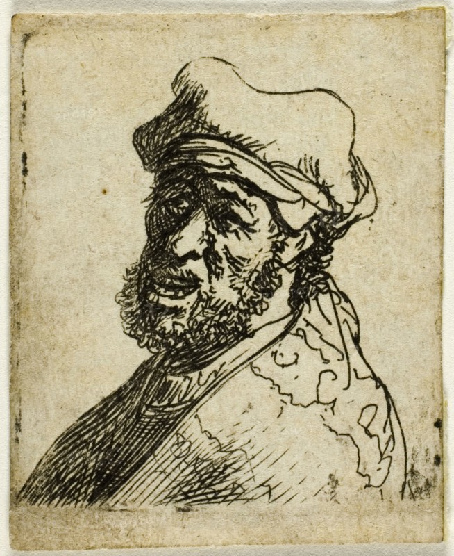 Man Crying Out, Three Quarters Left: Bust, c. 1629, Rembrandt van Rijn, Dutch, 1606-1669, Holland, Etching on paper, 36 x 33.5 mm (image), 40 x 34 mm (plate), 43 x 35 mm (sheet)
