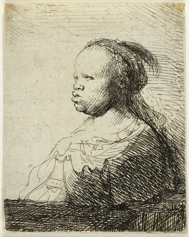 The White Negress, c. 1630, Rembrandt van Rijn, Dutch, 1606-1669, Holland, Etching on paper, 92 x 77 mm (image/plate), 99 x 78 mm (sheet)