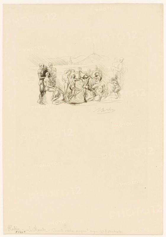 The Round, 1883–84, Auguste Rodin, French, 1840-1917, France, Drypoint in dark brown ink on cream laid paper, 85 × 149 mm (image), 224 × 174 mm (plate), 303 × 211.5 mm (sheet)
