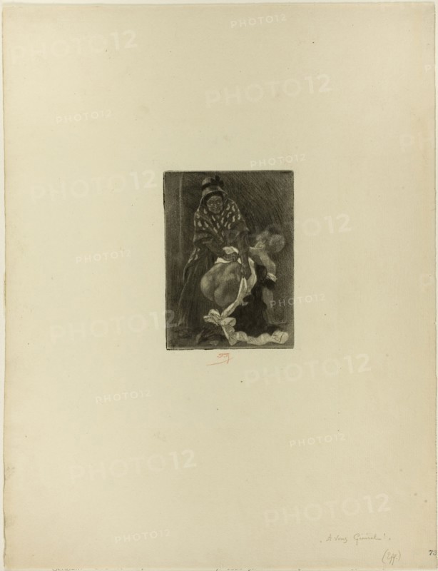 For You General!, n.d., Félicien Rops, Belgian, 1833-1898, Belgium, Aquatint and drypoint in black on cream laid paper, 132 × 96 mm (image), 132 × 96 mm (plate), 418 × 321 mm (sheet)
