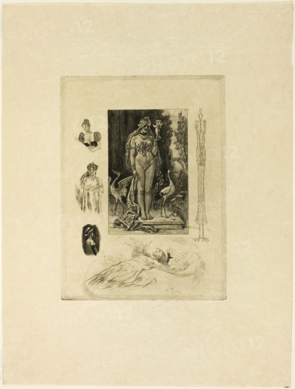 A Document on the Impotence of Love, 1894, Félicien Rops, Belgian, 1833-1898, Belgium, Heliogravure, with soft varnish ("vernis mou") and drypoint, on cream wove paper, 216 × 160 mm (image), 216 × 160 mm (plate), 370 × 280 mm (sheet)