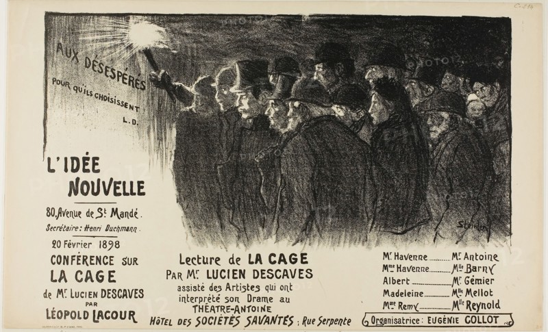L’Idée Nouvelle, February 1898, Théophile-Alexandre Steinlen, French, born Switzerland, 1859-1923, France, Lithograph in black on cream wove paper, 199 × 392 mm (image), 275 × 448 mm (sheet)