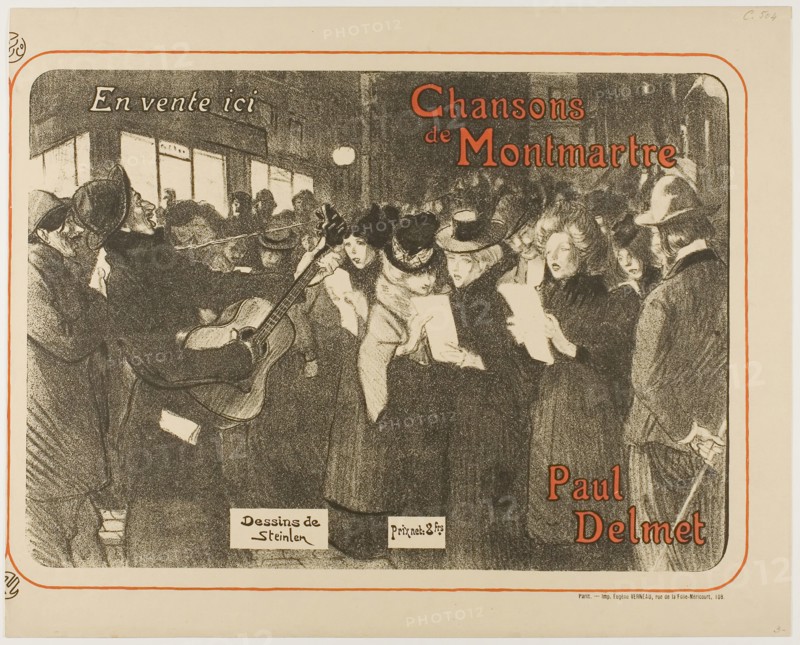 Chansons de Montmartre, 1899, Théophile-Alexandre Steinlen, French, born Switzerland, 1859-1923, France, Lithograph in black and red on cream wove paper, 323 × 448 mm (image), 359 × 448 mm (sheet)