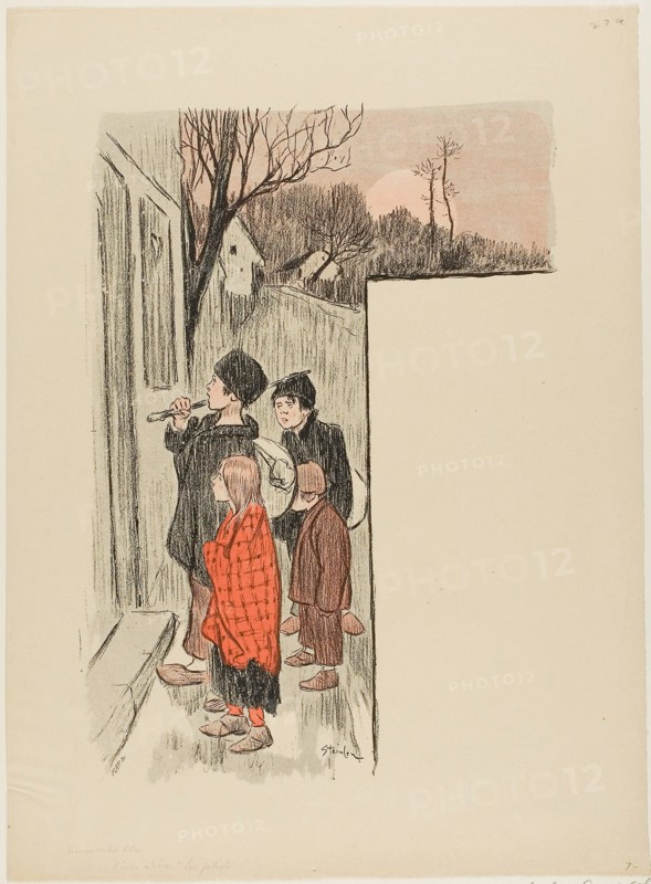 Les Petiots, published October 27, 1893, Théophile-Alexandre Steinlen, French, born Switzerland, 1859-1923, France, Photorelief print in red and black on cream wove paper, 324 × 225 mm (image), 419 × 308 mm (sheet)