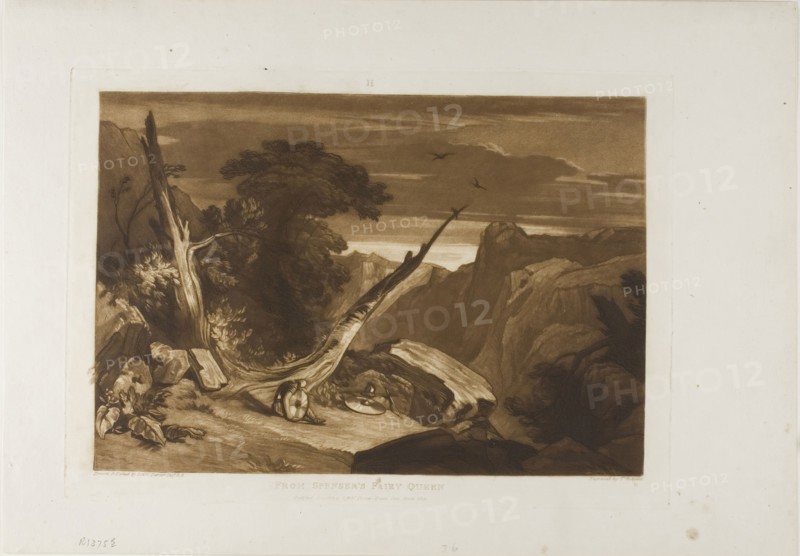 From Spenser’s Fairy Queene, published June 1811, Joseph Mallord William Turner (English, 1775-1851), Engraved by T. Hodgetts (English), England, Etching and engraving in brown on ivory laid paper, 182 × 264 mm (image), 210 × 290 mm (plate), 262 × 382 mm (sheet)