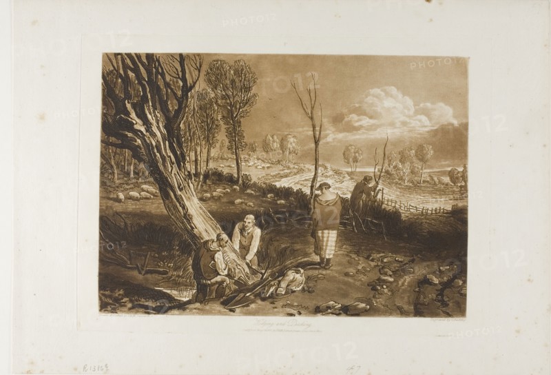 Hedging and Ditching, plate 47 from Liber Studiorum, published May 23, 1812, Joseph Mallord William Turner (English, 1775-1851), Engraved by J.C. Easling, England, Etching and engraving in brown on ivory laid paper, 186 × 261 mm (image), 211 × 295 mm (plate), 266 × 382 mm (sheet)