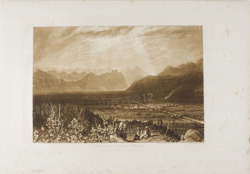Chain of Alps from Grenoble to Chamberi, plate 40 from Liber Studiorum, published May 23, 1812, Joseph Mallord William Turner (English, 1775-1851), Engraved by William Say (English, 1768-1834), England, Etching and mezzotint in brown on ivory laid paper, 179 × 261 mm (image), 210 × 292 mm (plate), 266 × 383 mm (sheet)