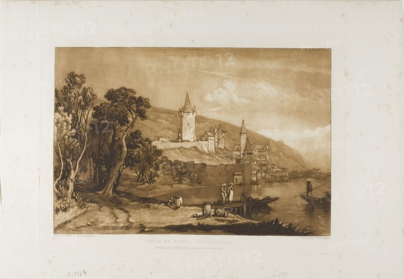 Ville de Thun, plate 59 from Liber Studiorum, published January 1, 1816, Joseph Mallord William Turner (English, 1775-1851), Engraved by Tho. Hodgetts, England, Etching and engraving in brown on ivory laid paper, 179 × 265 mm (image), 209 × 292 mm (plate), 265 × 385 mm (sheet)